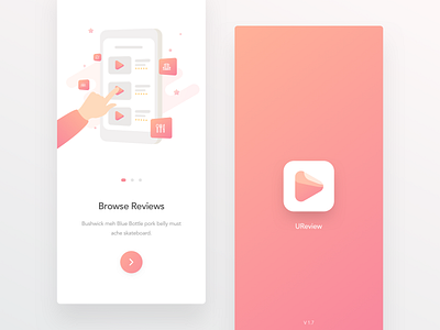 Splash and onboarding screen | UReview app app design app ui flat ui ios app ios splash onboarding review review app splash screen video app