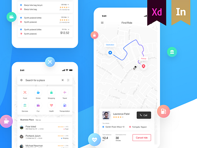 Nickel Ride featured project on Behance adobe xd behance behance project carpool featured interaction map app map ui ride share ride sharing app uber