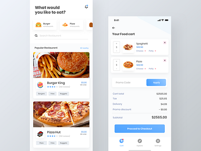 Food finder app UI kit | Cart page | iPhone X app ui kit cart app delivery app food ui kit free ui kit freebie restaurent app ui kit