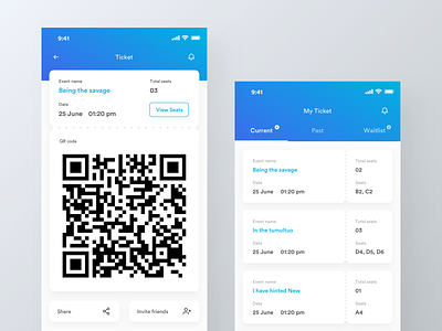Event ticket list | Ticket details UI concert ticket concert ui event app event ticket event ui flat ui ios app ios design ticket app ticket ui