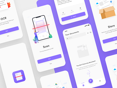 PDF scanner app UI app design document app document scanner flat ui ios app iphone x app ocr pdf app pdf scanner pdf scanner ui ui illustration