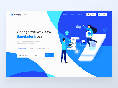 Talktime recharge landing page V2 | Muthopay app design digital wallet finance ui flat ui mobile recharge mobile wallet payment landing page recharge ui talktime landing page ui illustration wallet app wallet landing page wallet ui