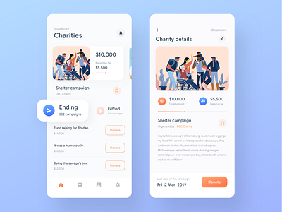 Charity | App for making donation charity app charity campaign charity payment donation app flat ui ios app