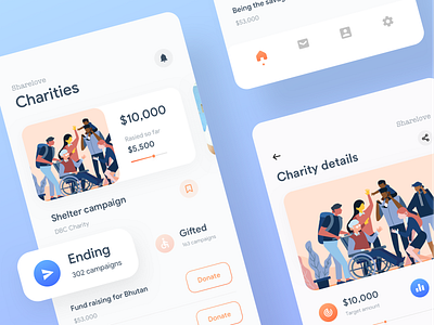 Donation campaign screen | Charity app charity app charity campaign charity payment donation app donation campaign flat ui ios app