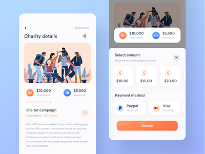 Payment screen | Charity app charity app charity campaign charity payment donation app donation campaign flat ui ios app