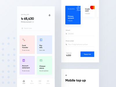 Mobile banking app - Bank Asia redesign app dashboard banking app billing app flat app fund transfer ios app minimal ui mobile banking money transfer pay bill wallet app wallet dashboard