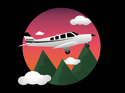 Soarin’ clouds design drawing illustration illustrator cc mountain plane sunset vector web