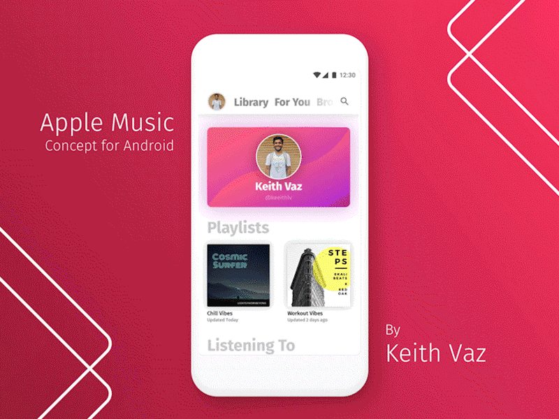 Apple Music - Concept Interaction Design for Android android apple applemusic concept design modern musicplayer muzli principle sketch ui ux