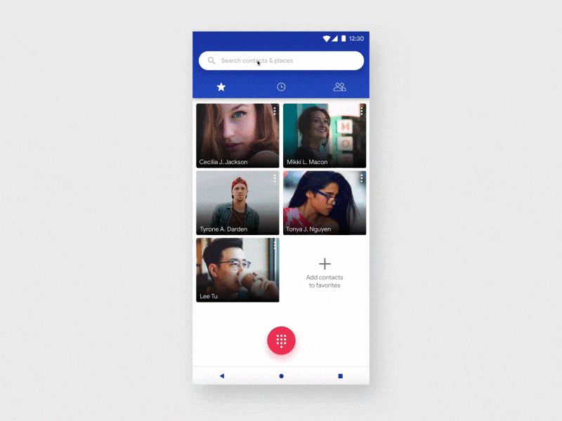 Google Phone - Concept UI animation app concept contacts dialer google invision phone prototype search search box searchbar studio ui ux