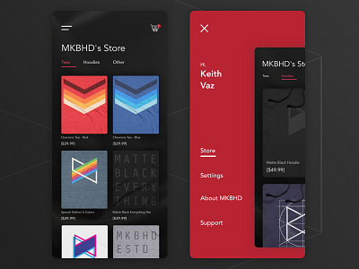 The MKBHD Store - Concept UI concept dark invision invisionstudio iphone iphonex merch mkbhd red shop ui ux