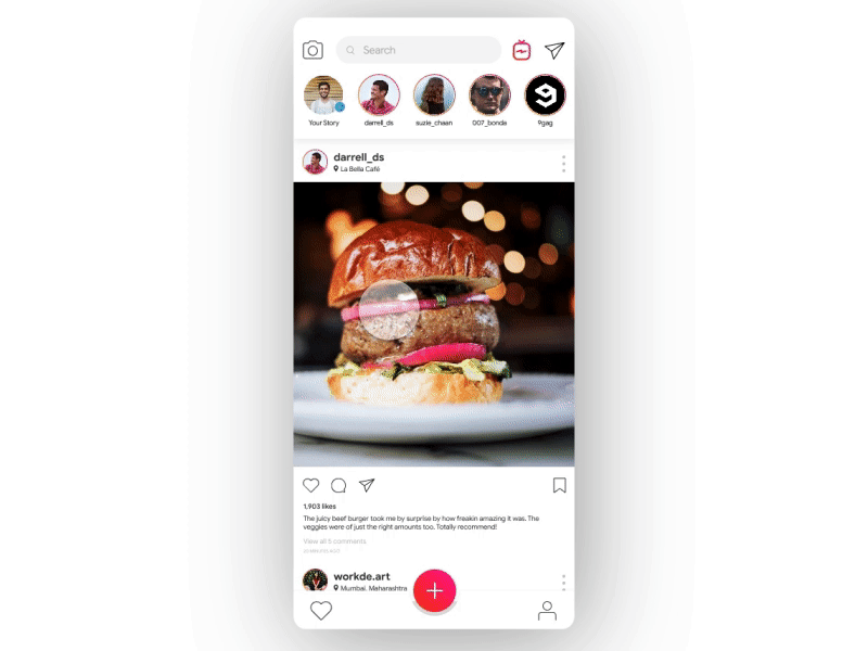 Instagram Concept UI Prototype animation app instagram invision invisionstudio prototyping studio ui ux