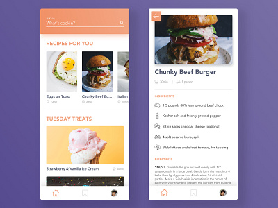 Recipe App UI app concept design food food app recipe sketch ui ux