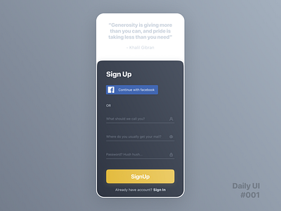 Daily UI Challenge #001 - Sign Up Screen app concept dailyui dailyui 001 figma signup signupform ui