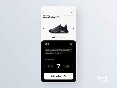 Daily UI Challenge #012 - E-Commerce Shop (Single Item) app dailyui dailyui 012 ecommerce ecommerce app nike product product page shopping ui ux