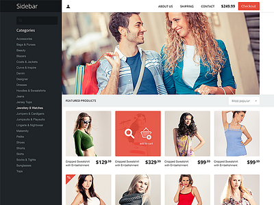 Sidebar theme e commerce ecommerce flat shop store template theme web web design webdesign
