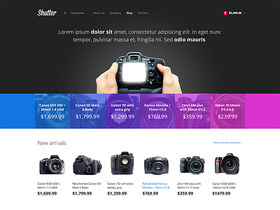 Shutter e-commerce theme bootstrap e commerce ecommerce light shop store web web design webdesign website