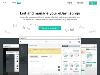 Manage eBay listings browser button landing page web web design webdesign website