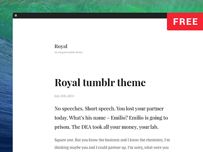 Royal tumblr theme free freebie minimal responsive theme tumblr web web design webdesign