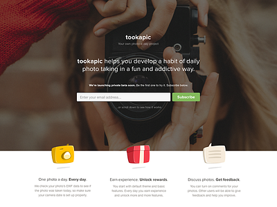 tookapic beta signup beta form landing landing page web web design webdesign website