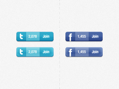 Twitter & Facebook widget blue button facebook free psd twitter web widget