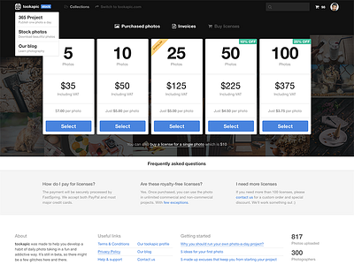 Stock photos pricing page