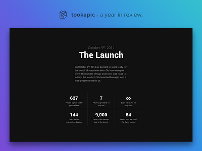 tookapic - a year in review clean design landing landing page minimal parallax statistics tookapic typography web design webdesign website