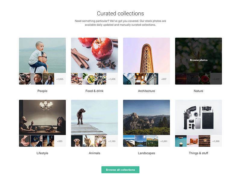 Curated collections web design light cta minimal clean webdesign web gallery photography free stock photos stock