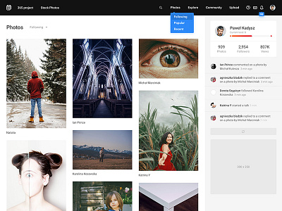 Tookapic concept feed grid masonry minimal minimalism photos sidebar web web design website