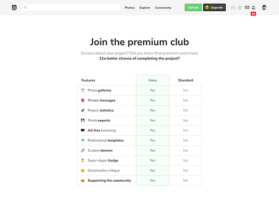 Upgrade Page landing minimal premium pricing table upgrade upsell web web design webdesign website