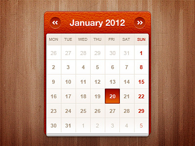 Little calendar widget psd free freebies web interface widget ui wood calendar