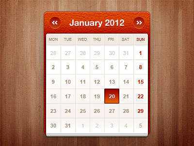 Little calendar widget calendar free freebies interface psd ui web widget wood