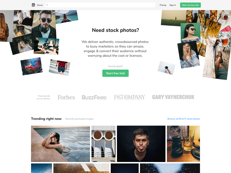 Free 7-day Trial clean web website photography photos landing page minimal landing trial