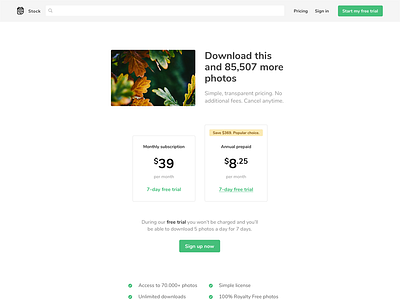 Pricing page tests