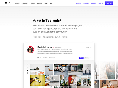 What is Tookapic? about clean menu minimal screenshot typoraphy web webapp website
