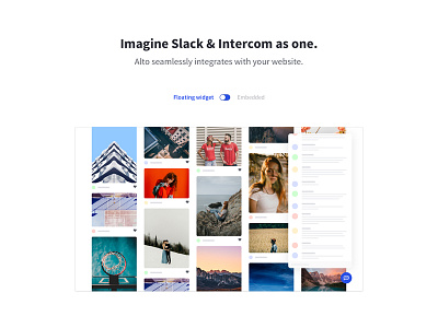 Slack + Intercom = Alto header intercom landing landing page masonry screenshot slack toggle web widget