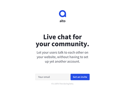 Live chat for your community chat clean email form header input landing page logo minimal typography web