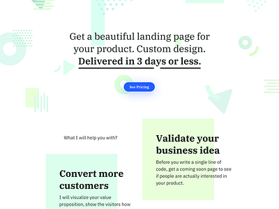 Product Page Design button landing page minimal portfolio shape typography web