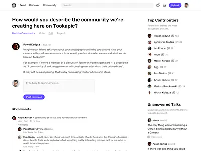 Community Discussion clean comment comments discussion forum interface minimal sidebar typography ui ux web