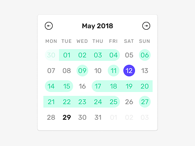 Date Picker calendar clean component dashboard date date picker flat interface minimal ui ux web