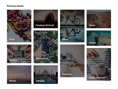 Weekly Themes Archive clean grid layout masonry minimal photography photos typography ui ux web