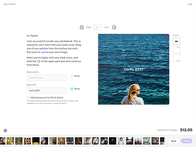 Cover upload book design editor interface minimal photo ui ux web web design webdesign website