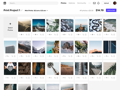 Print Project app clean ecommerce interface minimal photography photos print ui ux web web app web design webdesign website
