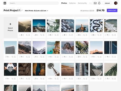 Print Project app clean ecommerce interface minimal photography photos print ui ux web web app web design webdesign website