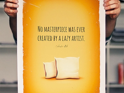 Lazy artist print icon pillow poster print quote typography yellow