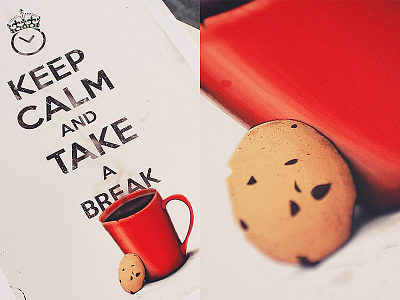 Coffee Break print coffee cookie digital painting keep calm mug poster print typography