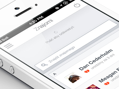 Friends list - mobile app apple button ios iphone list search