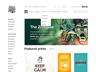 Damn Fine Prints v.3.1 e commerce ecommerce minimal shop store web web design webdesign website