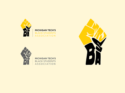 Michigan Tech's Black Students Association (WIP) black black students branding fist gold grey logo michigan organization