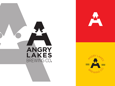 Angry Lakes angry beer branding company brewing lakes logo red yellow