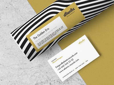 Atlantic Records Redesign branding business cards fluid gold stationary